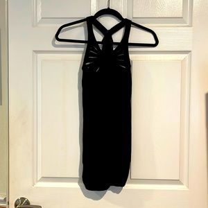 Black halter rayon tank top, size S